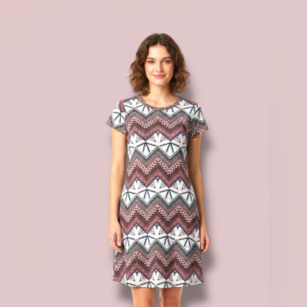 Geometric Patterned Mini Dress - Multicolor